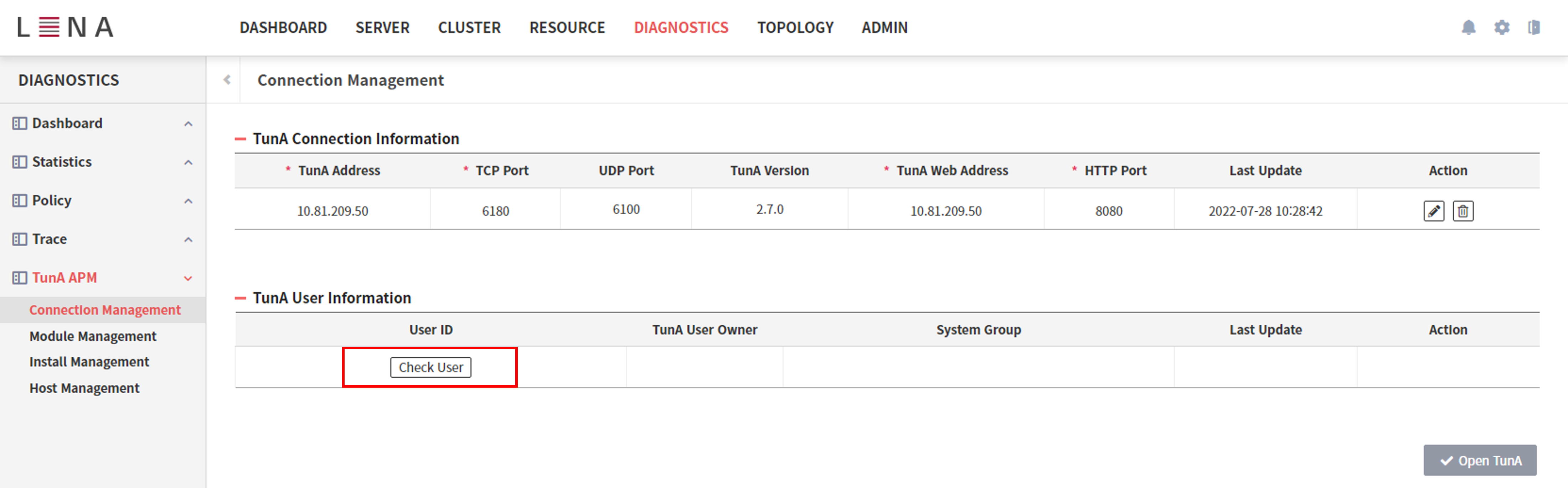 diagnostics tuna connection 2