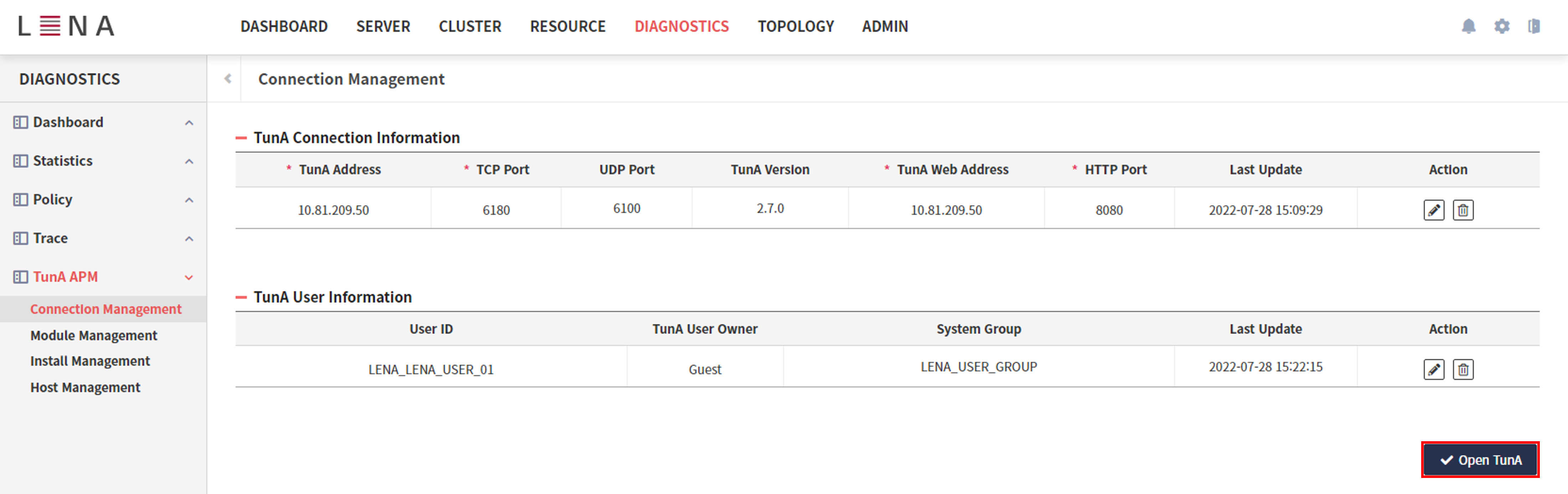 diagnostics tuna connection 3