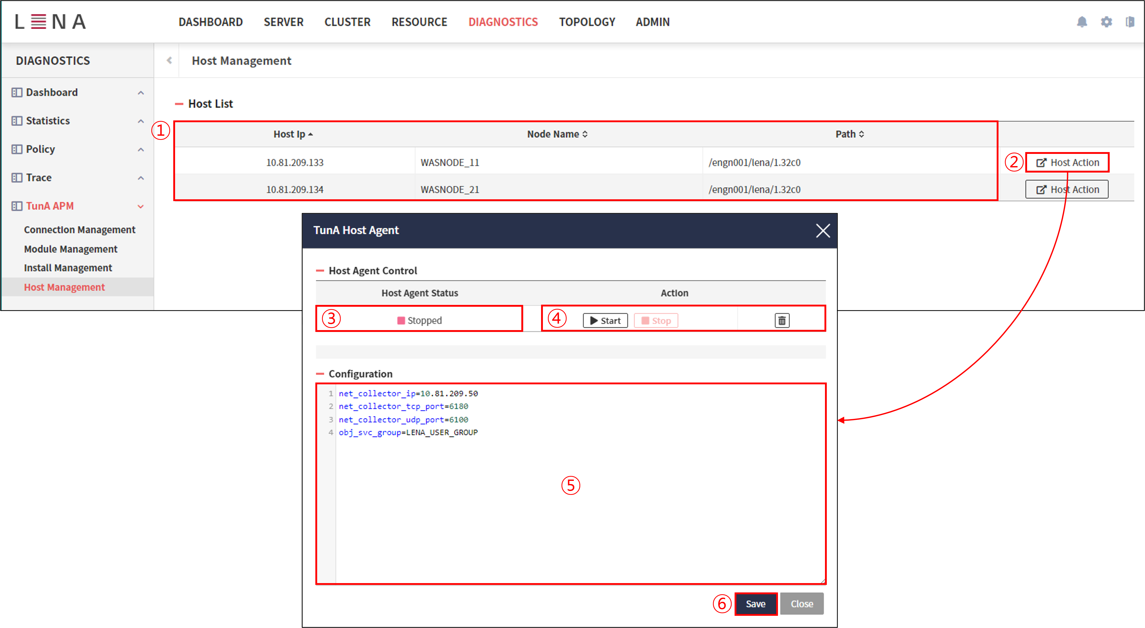 diagnostics tuna host 1