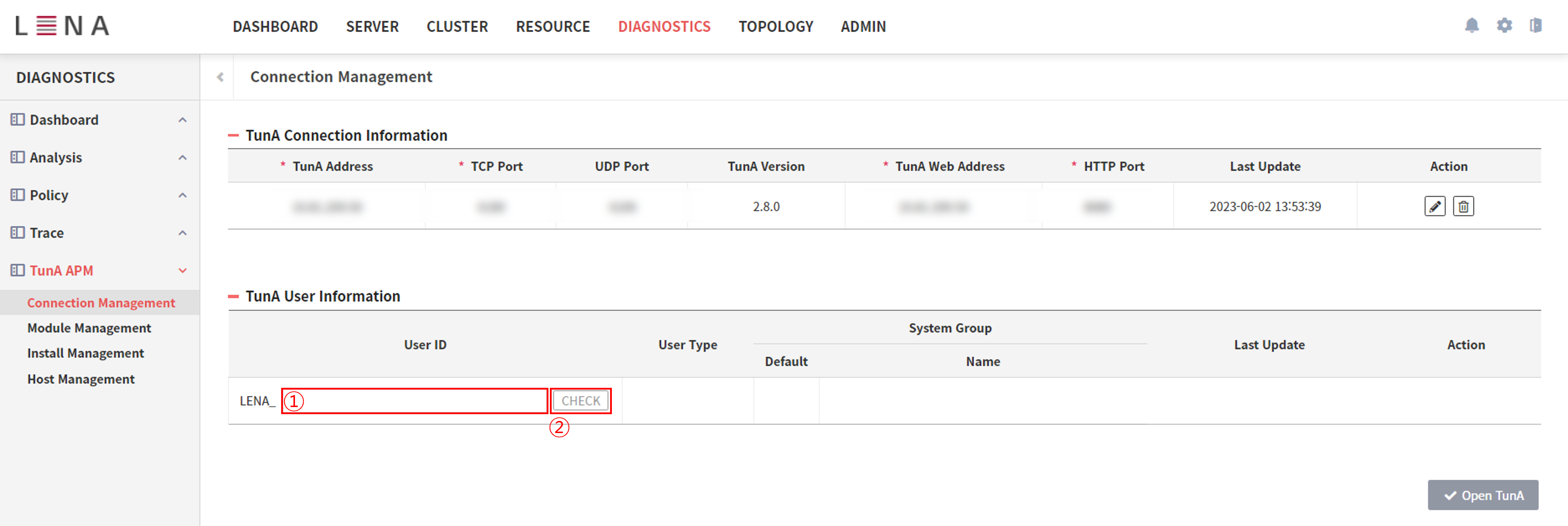 diagnostics tuna connection 2