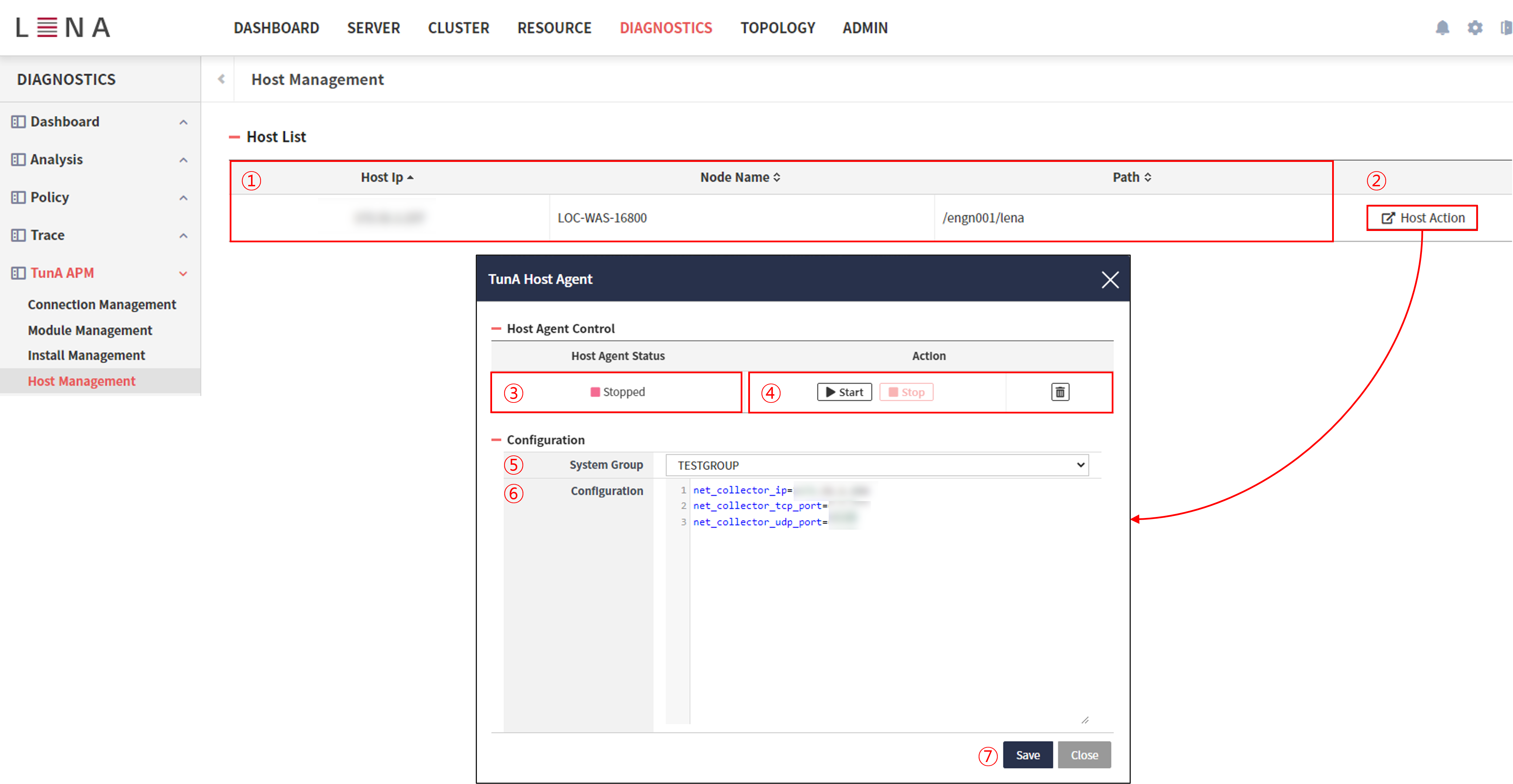 diagnostics tuna host 1