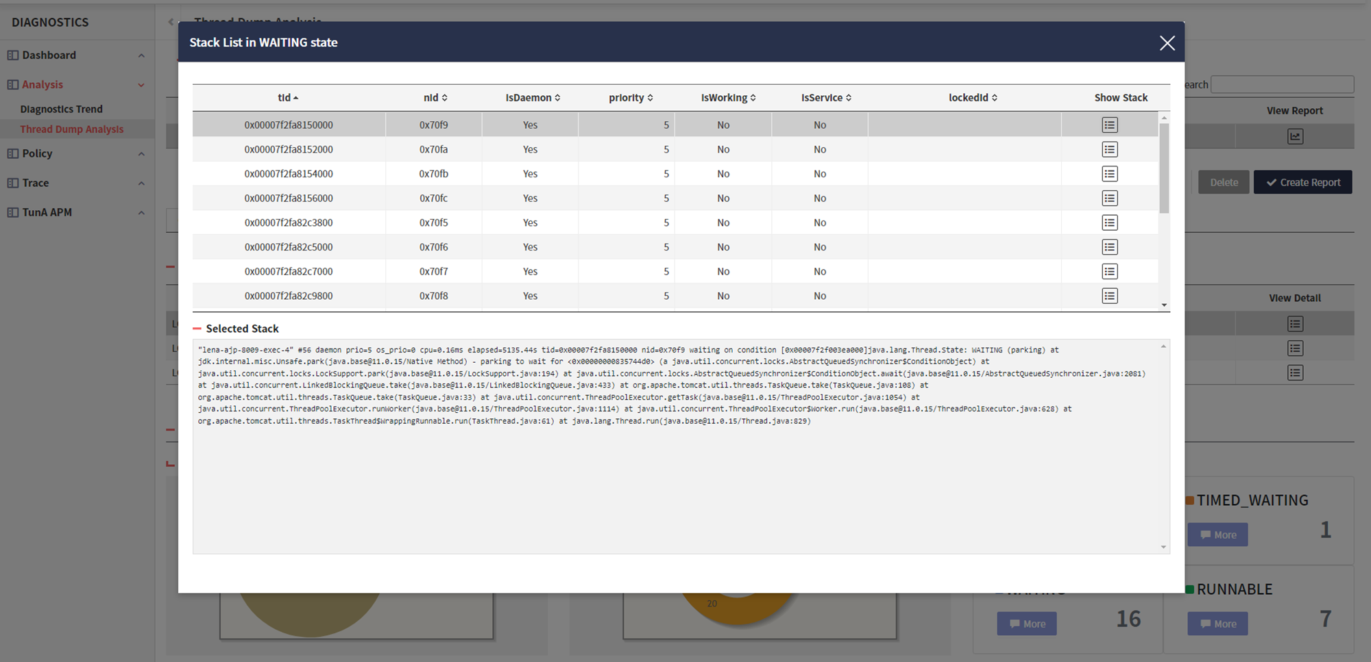 diagnostics dump dumpDetailInfo