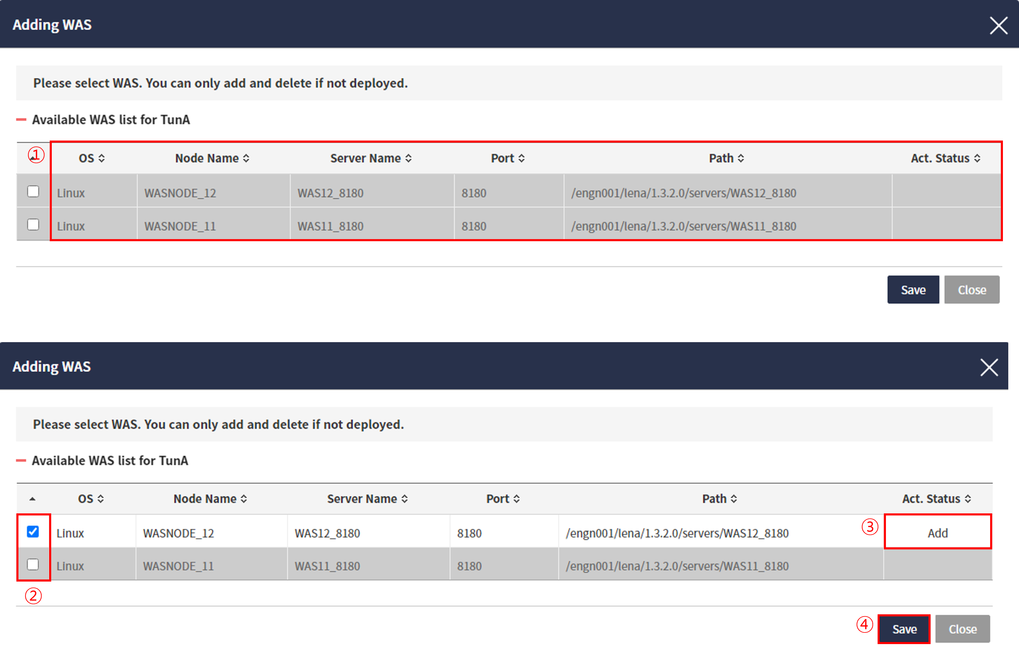 diagnostics tuna install 1 dialog 2